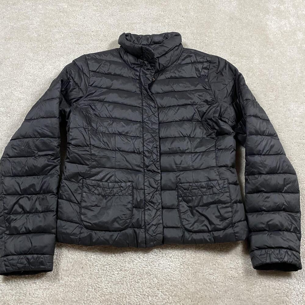 Lands' End Jacket Womens S Black Down Puffer Quilted Zip Insulated Winter